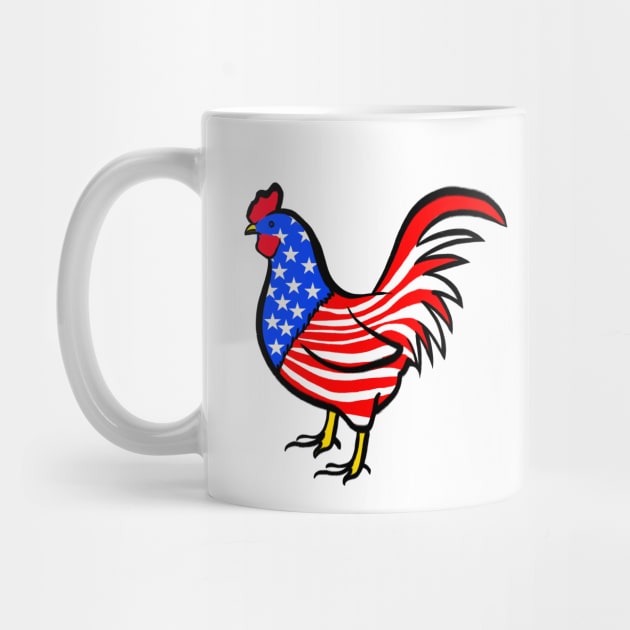 4th of July Independence Day Cock Rooster American Flag by livania
